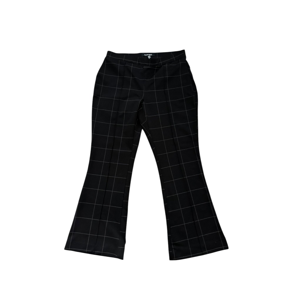 Ellen Tracy Plaid Career Pants Stretch Bootcut Trousers Black Gray‎ Size M